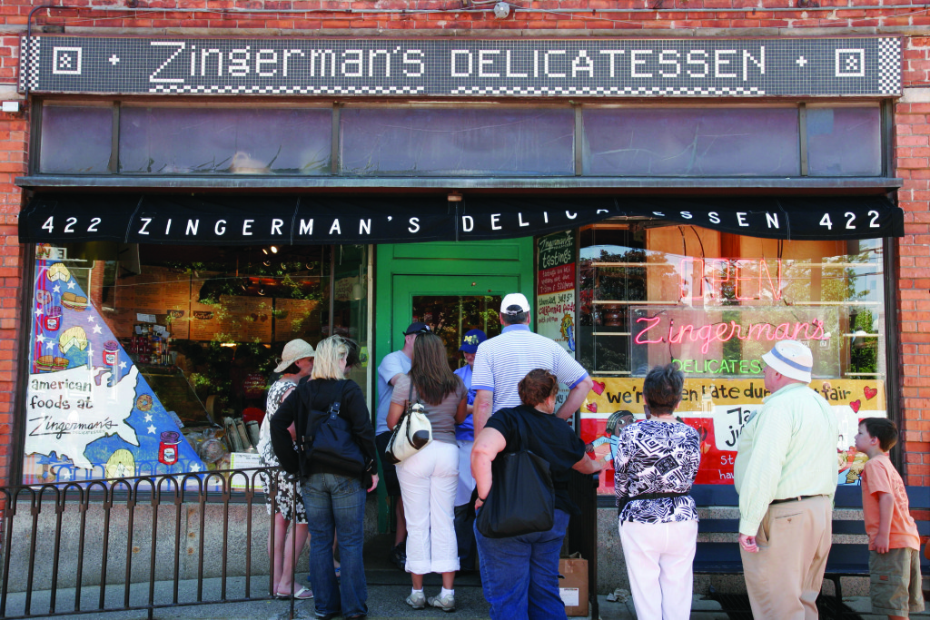 The typical line out the door of Zingerman’s Deli.